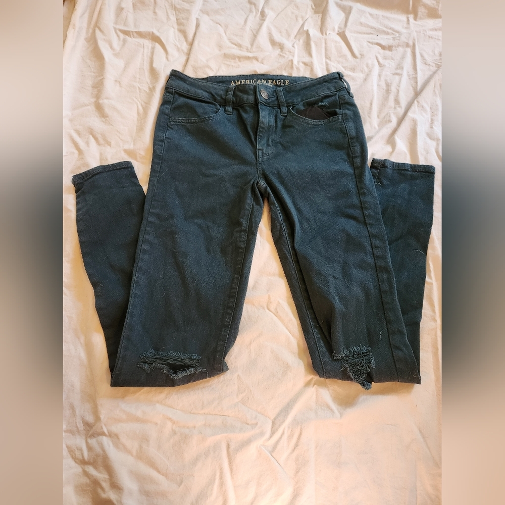 American Eagle Emerald Distressed Jeggings